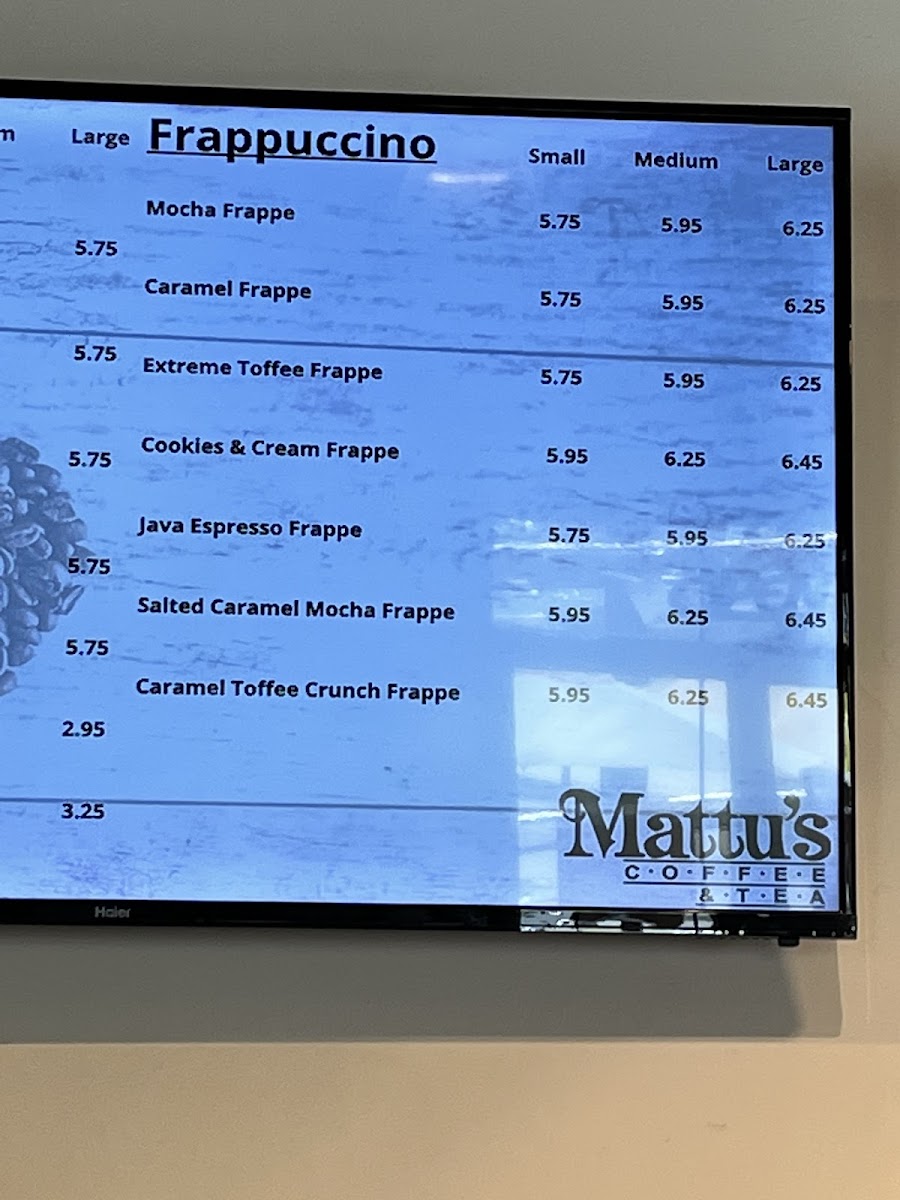 Mattu's Coffee & Tea Menu - Image 1