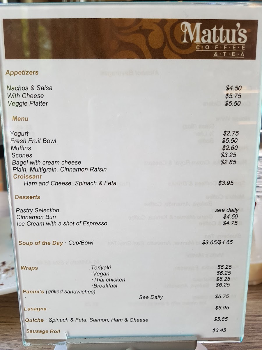Mattu's Coffee & Tea Menu - Image 2