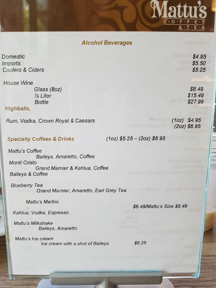 Mattu's Coffee & Tea Menu - Image 6